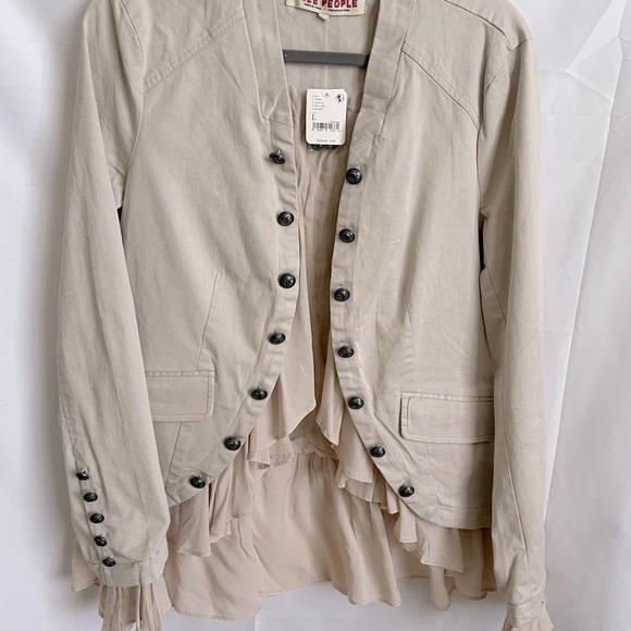 Free People Ruffles Romance Jacket NWT size Large. Hard to find! Natural color - Picture 4 of 6